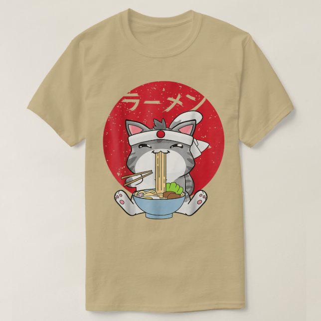 T-shirt Ramen Chats japonais Anime Kawaii Cadeau  (Design devant)
