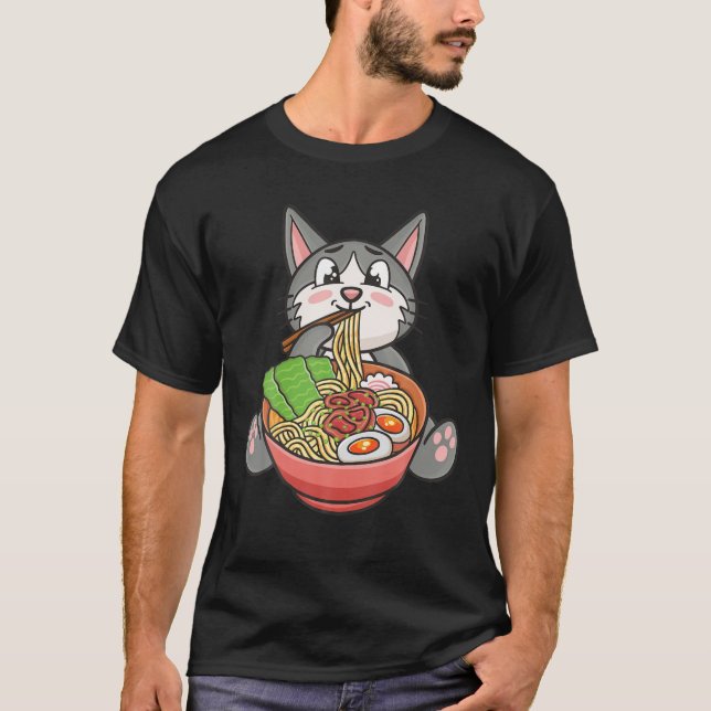 T-shirt Ramen Chats Kawaii Kitten Anime House Chat Idée ca (Devant)