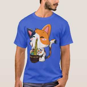T-shirt Ramen Chemise Chat Manger Des Nouilles Nourriture
