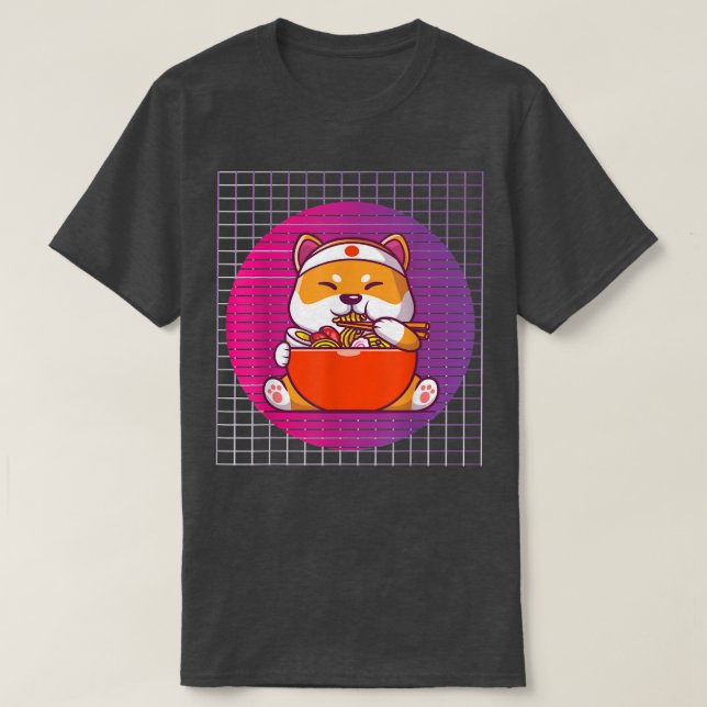 T-shirt ramen chien chat, manger ramen, kawaii trucs ramen (Design devant)