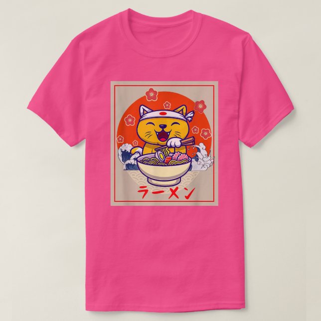 T-shirt Ramen Cute Chat Kawaii Anime Japonais Nourriture N (Design devant)