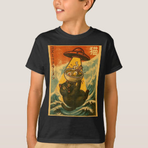 T-shirt Ramen de chat drôle anime japonais ovni hommes fem