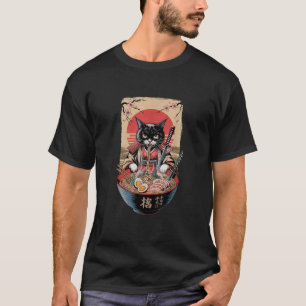 T-shirt Ramen de chat japonais graphique drôle kawaii samo