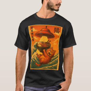 T-shirt Ramen de chat Ufo drôle anime japonais hommes femm
