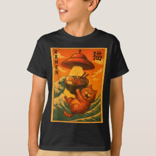 T-shirt Ramen de chat Ufo drôle anime japonais hommes femm
