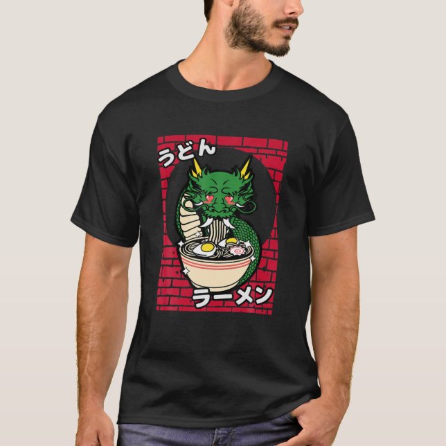 T-shirt Ramen Dragon Tee Kawaii Nouilles mignonnes Anim ja (Devant)