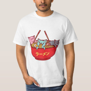 T-shirt Ramen japonais adorables drôles de chat d'Anime de