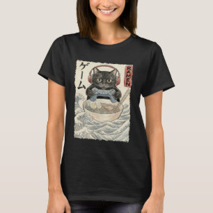 T-shirt Ramen Japonais Chaton Kawaii Joueur Rétro Mignon D