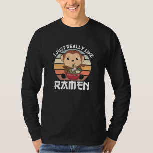 T-shirt Ramen Japonais nouilles Singe Doux Mange Ramen