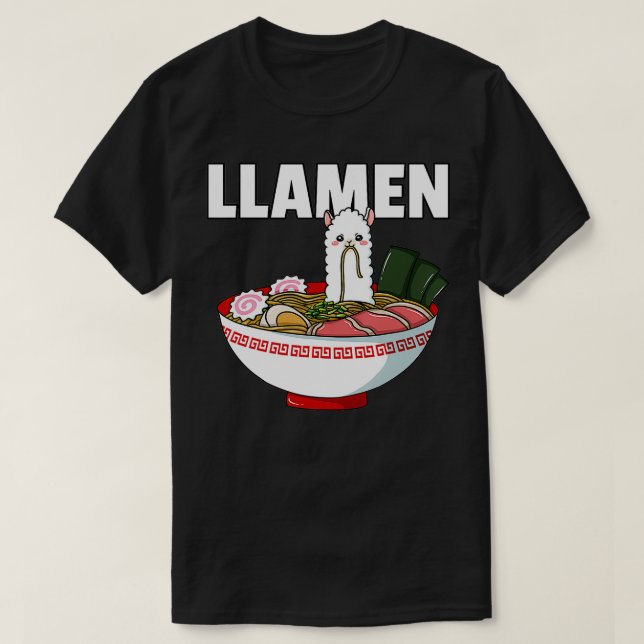 T-shirt Ramen Llama Noodle Llamen Coupe japonaise de Bowl  (Design devant)