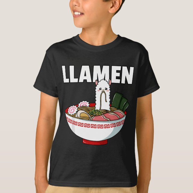 T-shirt Ramen Llama Noodle Llamen Coupe japonaise de Bowl  (Devant)