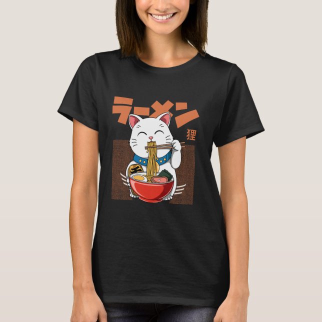 T-shirt Ramen Maneki Neko - Chat Ramen Otaku (Devant)