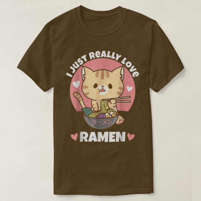 T-shirt Ramen mangeant des chats  (Design devant)