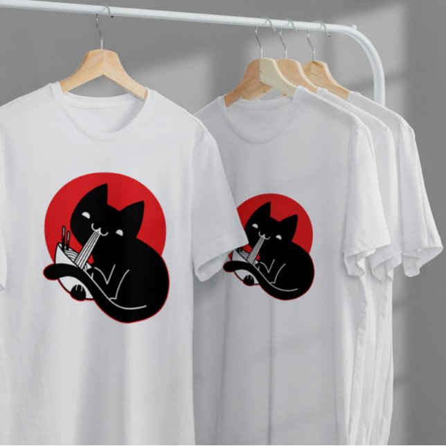 T-shirt Ramen mangeant des chats noirs (Créateur téléchargé)