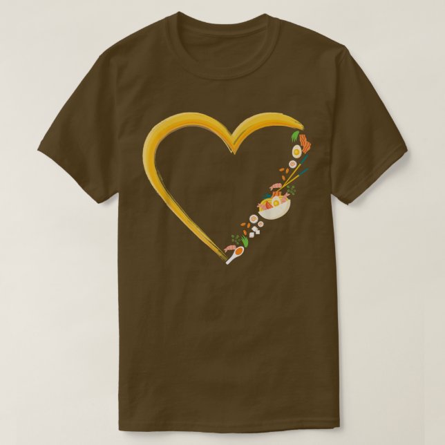 T-shirt Ramen Noodle Bowl Love Japanese Kawaii Heart  (Design devant)