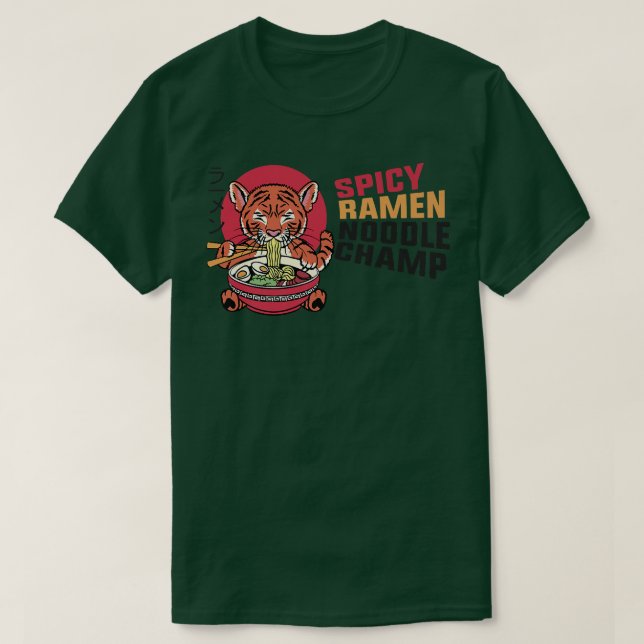 T-shirt Ramen Noodle Bowl Love Japonais Kawaii Tiger épicé (Design devant)