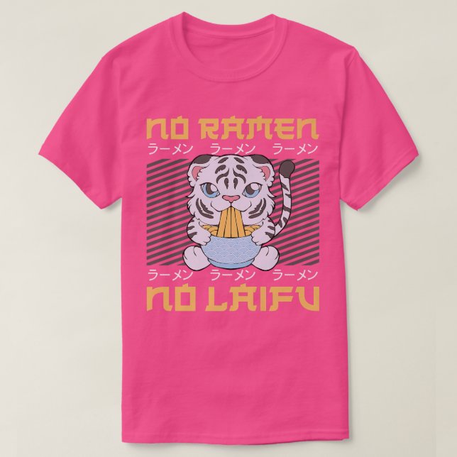 T-shirt Ramen Noodle Bowl Love Japonais Kawaii Tiger No Ra (Design devant)