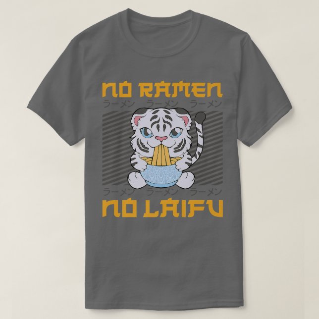 T-shirt Ramen Noodle Bowl Love Japonais Kawaii Tiger No Ra (Design devant)