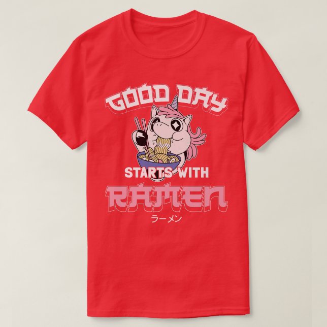 T-shirt Ramen Noodle Bowl Love Japonais Kawaii Unicorn Goo (Design devant)