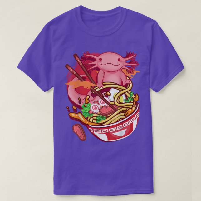 T-shirt Ramen Noodles Axolotl Anime Otaku Gi Japonais (Design devant)