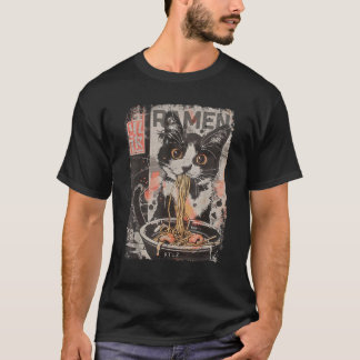 T-shirt Ramen Noodles Chat Japon Y2K Kawaii Rétro Chats Ma
