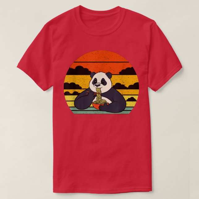T-shirt Ramen Panda Manger Des Nouilles Drôle Mignonne Ani (Design devant)