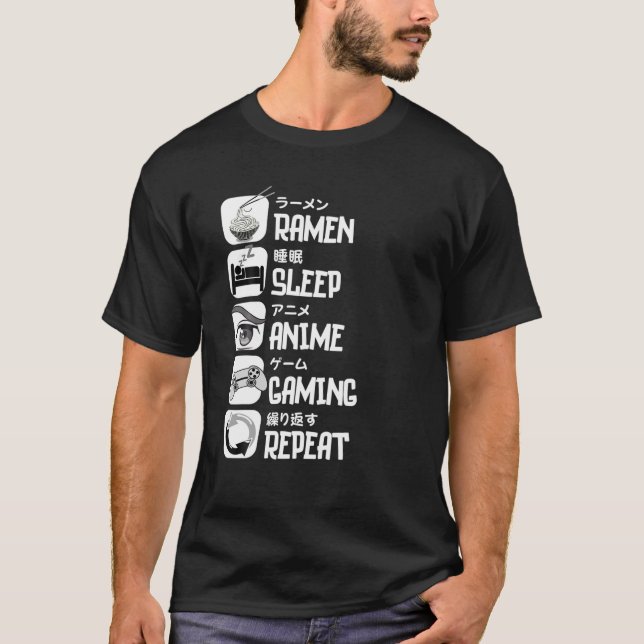 T-shirt Ramen Sleep Anime Jeu Répéter Tee Pour Anime (Devant)