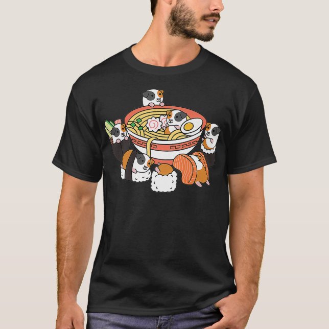 T-shirt Ramen Sushi Guinea Pig Pet Premium (Devant)
