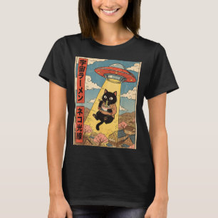 T-shirt Ramen Ufo Chat Drôle Anime Japonais Pour Hommes Fe
