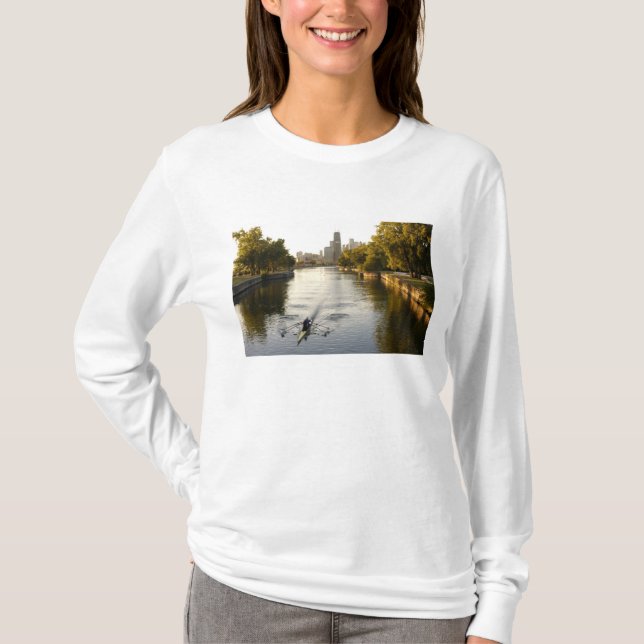 T-shirt Rameurs à Chicago, Illinois, dans la lagune du par (Devant)