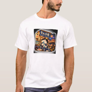 T-Shirt Ramune Chat d'Été Art de Festival Japona