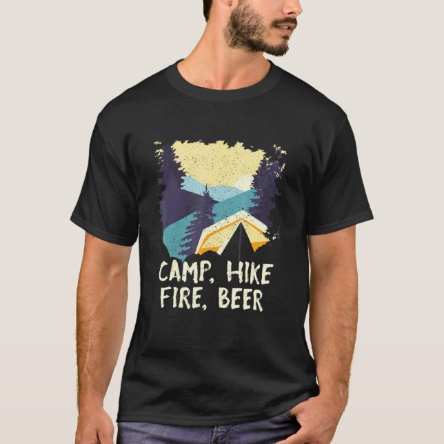 T-shirt Randonnée au camp Fire Bière Camping Randonnée Cam (Devant)