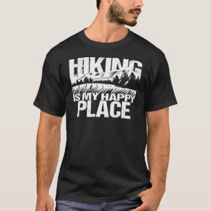 T-shirt Randonnée Est Mon Endroit Heureux Randonneurs Camp