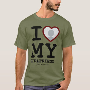T-shirt Randonnée Green I Love My Girlfriend Photo Texte