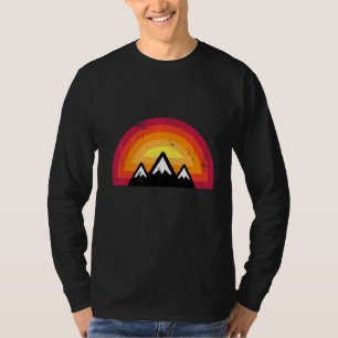T-shirt Randonnée Mountain Sunset Retro Randonnée Vintage