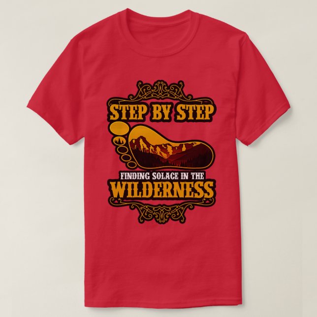 T-shirt Randonnée Pas à pas trouver la solution dans la na (Design devant)