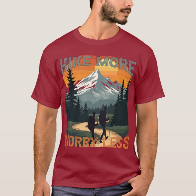 T-shirt randonnée plus s'inquiéter moins, aventure (Devant)