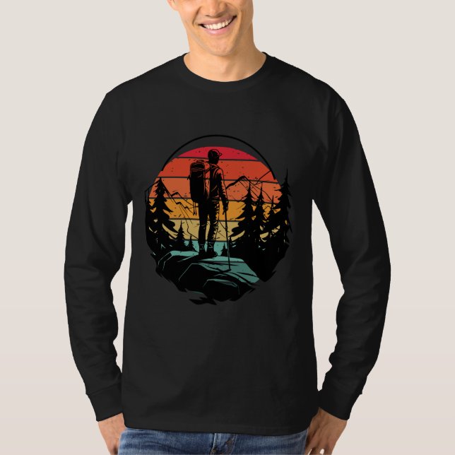 T-shirt Randonneur coucher de soleil rétro  (Devant)