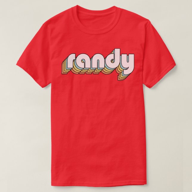 T-shirt Randy Retro Typographie arc-en-ciel style défraîch (Design devant)