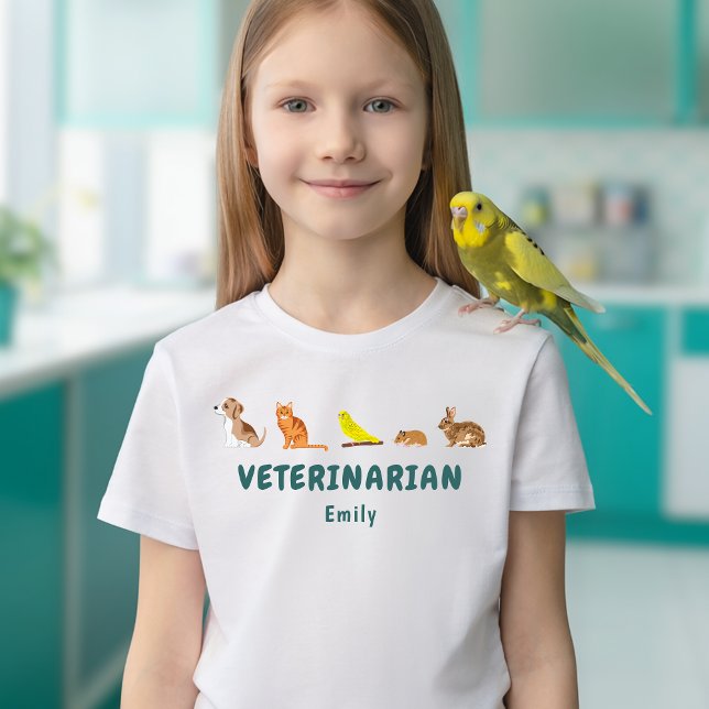 T-shirt Rangée d'animaux Jeu de vétérinaire pour enfants (Disclaimer: This image is a digital mockup.)