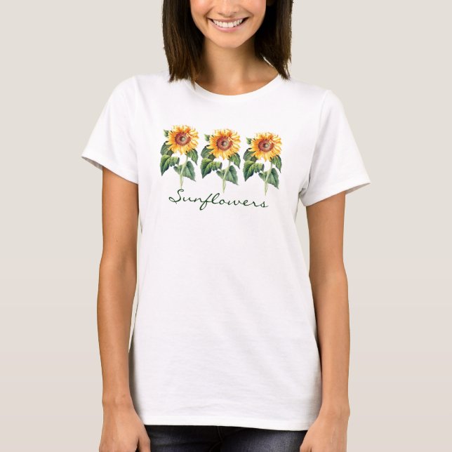T-shirt Rangée de mot jaune de coutume de fleur de jardin (Devant)