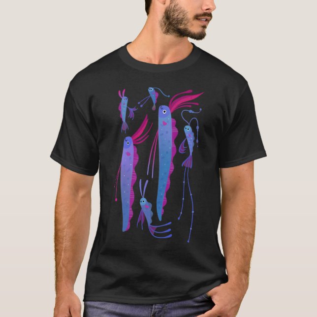 T-shirt Rangée de poissons (Devant)