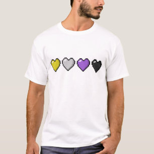 T-shirt Rangée de quatre Coeurs Pixel de drapeau de fierté