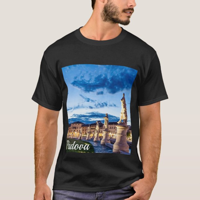 T-shirt Rangée de statues illuminées à Padova (Devant)