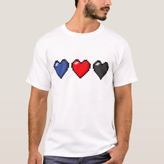 T-shirt Rangée de trois Fierté Polyamory Drapeau Coeurs Pi (Devant)