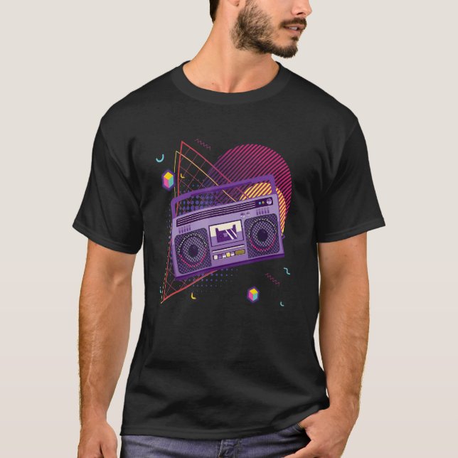 T-shirt Rap Old School 80s 90s Boombox (Devant)