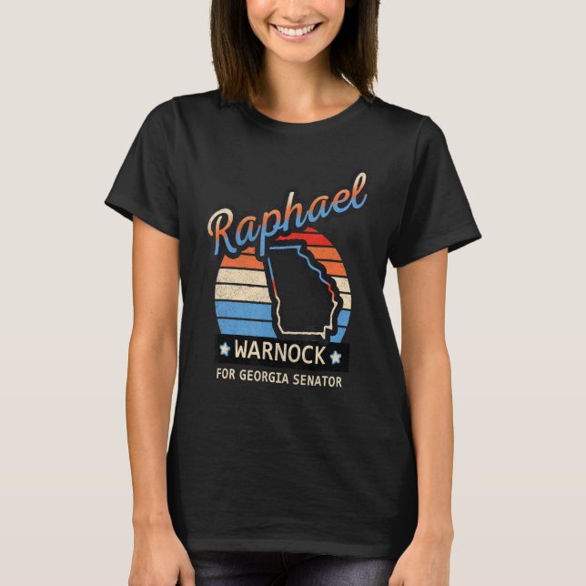 T-shirt Raphael Retro Sunset Warnock Pour La Géorgie Sénat (Devant)