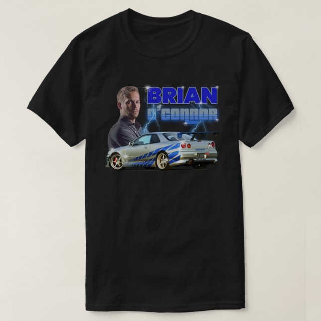 T-shirt Rapide Et Furieux Brian Oconnor Bleu (Design devant)
