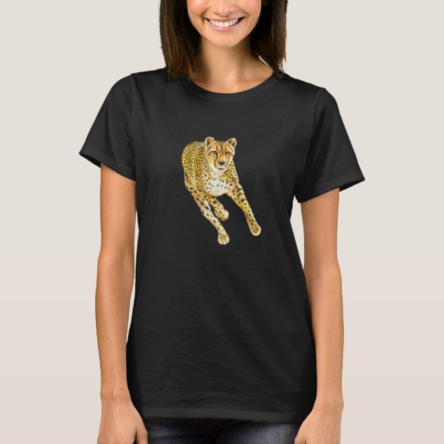 T-shirt Rapidement Courir Cheetah Wild Chat Chasse Animale (Devant)