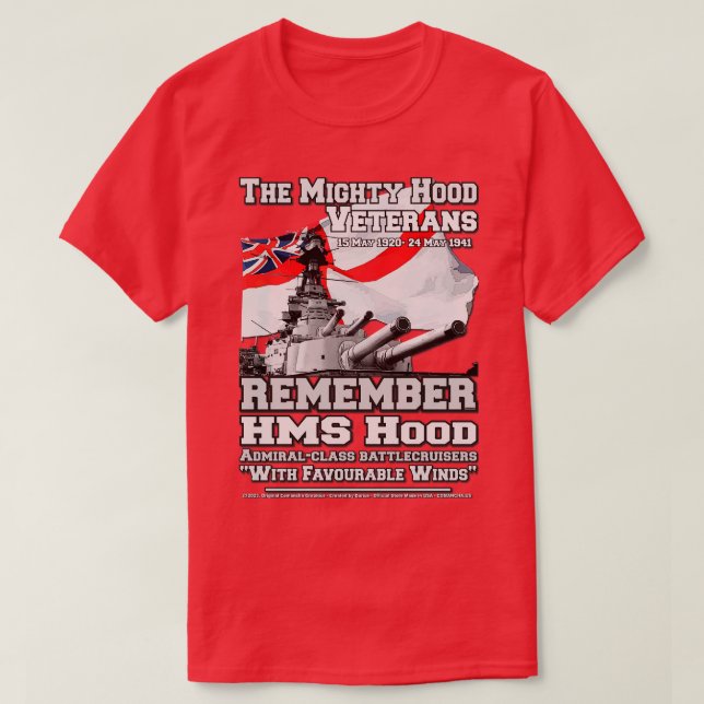 T-shirt RAPPELEZ-VOUS HMS Hood Battlecruiser fiers marins (Design devant)